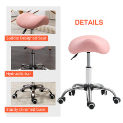 PURE Saddle Stool, Height Adjustable Salon Chair for Massage Spa, Faux Leather, Pink