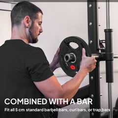 PURE Olympic Weight Plates, 2"/5cm Weight Disc Pair with Tri-Grips, 2 x 5kg Dumbbell Plates for Weightlifting and Strength Training Home Gym Fitness Workout, Black