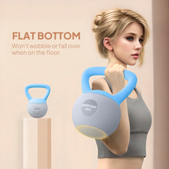 PURE 4KG Soft Kettlebell, Kettlebell with Non-Slip Handle for Home Gym, Weight Lifting, Strength Training, Light Blue/Grey