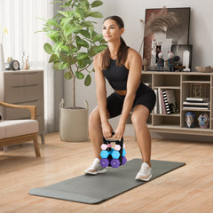 PURE Dumbbells Set with Storage Rack, 2 x 1kg, 2 x 3kg, 2 x 5kg, Pink