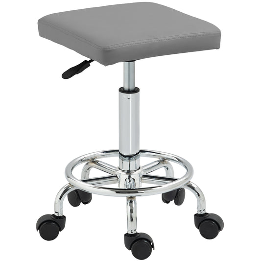 PURE Faux Leather Padded Salon Stool - Grey
