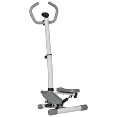 PURE Adjustable Twist Stepper Aerobic Ab Exercise Fitness Workout Machine w/ LCD Screen, Height Adjust Handlebars for Home Gym, White and Grey
