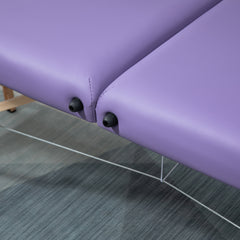 PURE Portable Massage Bed, Folding Spa Beauty Massage Table with 2 Sections, Carry Bag and Wooden Frame, Purple