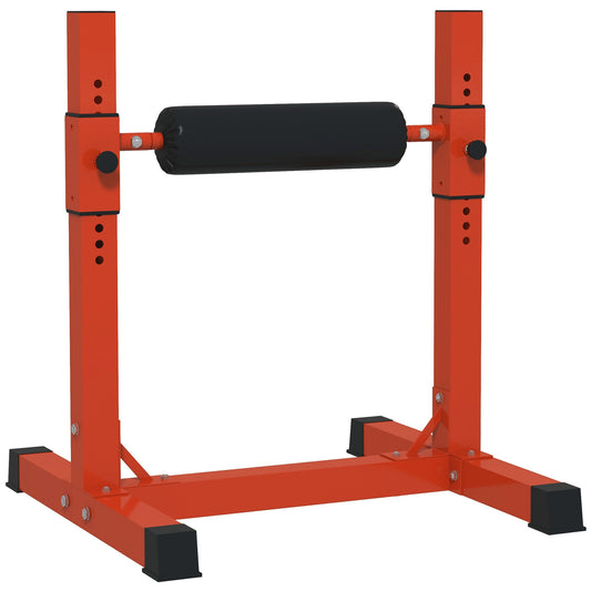 PURE Bulgarian Split Squat Stand, 12-Level Adjustable Single Leg Squat Machine with Foam Roller and Anti-Slip Pads for Lower Body Strength Training, Red
