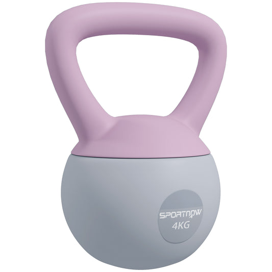 PURE 4KG Soft Kettlebell, Kettle Bell with Non-Slip Handle for Home Gym, Weight Lifting, Strength Training, Purple/Grey