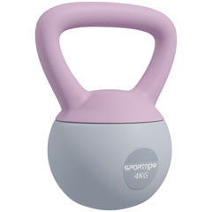 PURE 4KG Soft Kettlebell, Kettle Bell with Non-Slip Handle for Home Gym, Weight Lifting, Strength Training, Purple/Grey