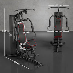 PURE Multifunctional Home Gym Equipment Workout Station, Chest Station, Butterfly Press & Leg Developer, 45kg Weight Stack Multi Gym Machine Fitness Equipment for Full Body Fitness