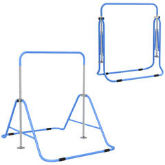 PURE Kids Gymnastic Bar, with Adjustable Height, Foldable Horizontal Bars - Blue