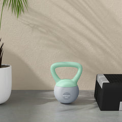 PURE 4KG Soft Kettlebell, Kettlebell with Non-Slip Handle for Home Gym, Weight Lifting, Strength Training, Green/Grey