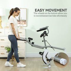 PURE Five-in-one Foldable Exercise Bike, Stationary Bike with Arm Workout Bands, LDC Monitor, Phone Holder, White