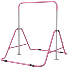 PURE Kids Gymnastic Bar, with Adjustable Height, Foldable Horizontal Bars - Pink