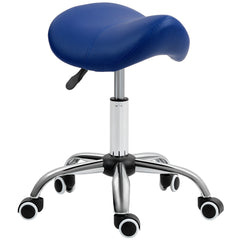 PURE Saddle Stool, Height Adjustable Salon Chair for Massage Spa, Faux Leather, Dark Blue