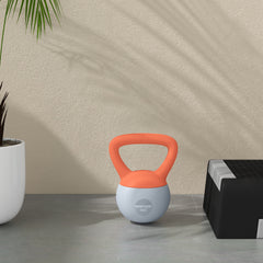 PURE 4KG Soft Kettlebell, Kettlebell with Non-Slip Handle for Home Gym, Weight Lifting, Strength Training, Orange/Grey