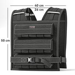 PURE 15KG Adjustable Weighted Vest, Running Weight Vest, with 30 Metal Weights, Reflective Strips, for Running, Exercise