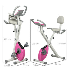 PURE Folding Exercise Bike, with Adjustable Magnetic Resistance, Seat Height - White and Pink