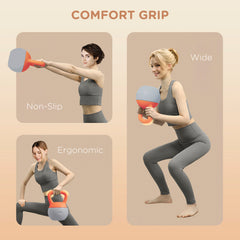 PURE 8KG Soft Kettlebell, Kettlebell with Non-Slip Handle for Home Gym, Weight Lifting, Strength Training, Orange/Grey