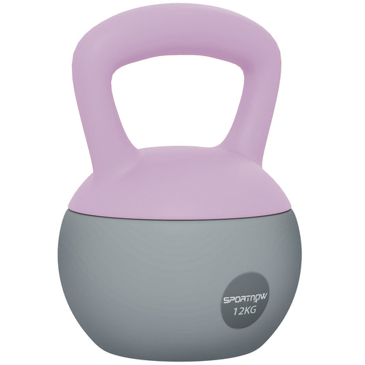 PURE 12KG Soft Kettlebell, Kettlebell with Non-Slip Handle for Home Gym, Weight Lifting, Strength Training, Purple/Grey