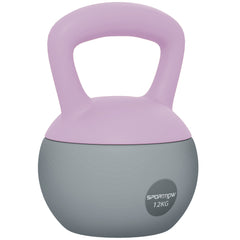 PURE 12KG Soft Kettlebell, Kettlebell with Non-Slip Handle for Home Gym, Weight Lifting, Strength Training, Purple/Grey