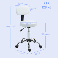 PURE 360° Swivel Seat Salon Stool - White