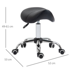 PURE Cosmetic Stool 360° Rotate Height Adjustable Salon Massage Spa Chair Hydraulic Rolling Faux Leather Saddle Stool Mobility, Black