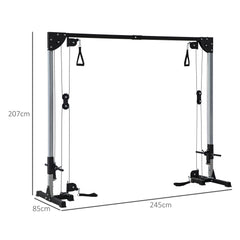 PURE Multi Home Gyms with Cable Pulley System, Cable Crossover Machine with 4 Handles for Full Body Strength Training, Power Rack for Home Workout, Black