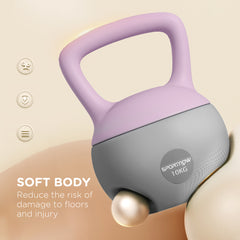 PURE 10KG Soft Kettlebell, Kettlebell with Non-Slip Handle for Home Gym, Weight Lifting, Strength Training, Purple/Grey