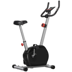 PURE Quiet Exercise Bike with 8-Level Magnetic Resistance and Heart Rate Sensor, for Home Gym, Grey and black