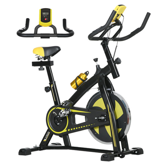 Exercise Bike, Indoor Stationary Bike, Cycling Machine with Adjustable Seat and Resistance for Home Gym Workout, Yellow