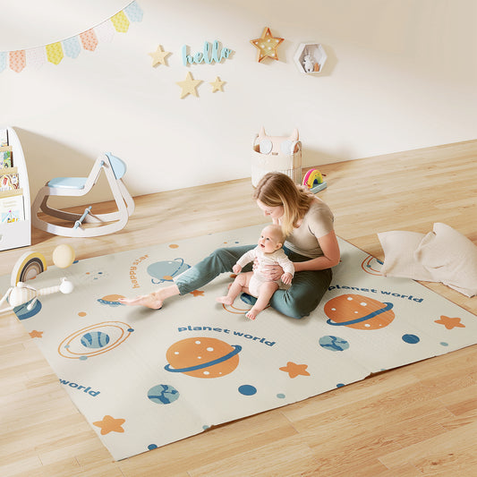 PURE Baby Play Mat, Double Sideded Foldable Kids Crawling Mat, Reversible & Waterproof, Astronaut and Planet
