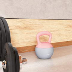PURE 12KG Soft Kettlebell, Kettlebell with Non-Slip Handle for Home Gym, Weight Lifting, Strength Training, Pink/Grey