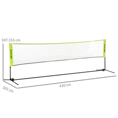 PURE 4m Badminton Net, Height Adjustable Outdoor Sports Net, with Carry Bag, for Tennis, Pickleball, Volleyball