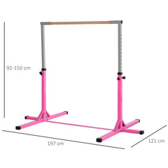 PURE Height Adjustable Gymnastics Horizontal Bar for Kids, Children Junior Kip High Bar Fitness, Pink