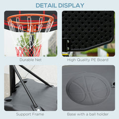 PURE Basketball Hoop Stand Portable Adjustable Height 2.1-2.6m w/ Wheels, Sturdy Rim Stable Base, Black