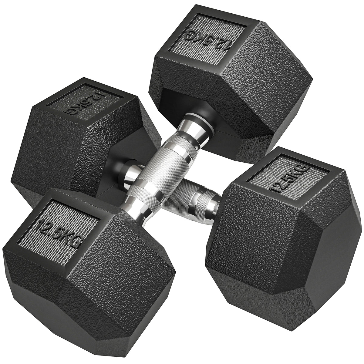PURE 2x12.5KG Rubber Hex Dumbbell Portable Hand Weights Dumbbell Home Gym