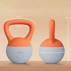 PURE 6KG Soft Kettlebell with Non-Slip Handle, for Home Gym, Weight Lifting, Strength Training, Orange/Grey