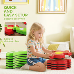 PURE 13 PCS Kids Balance Beam Stepping Stones Set with Non-slip Textured Surface, Outdoor Indoor for Toddlers, Green