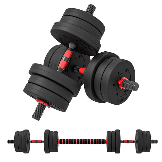 20kg 2 IN 1 Adjustable Dumbbells Weight Set, Dumbbell Hand Weight Barbell for Body Fitness, Lifting Training for Home, Office, Gym, Black