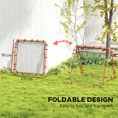 PURE Double Sided Football Rebounder Net, Football Rebound Goal with Five Adjustable Angles, Orange
