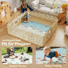 PURE Foldable Baby Plat Mat Double Sided, Kids Floor Mat for Crawling, 195.5L x 147.5W cm, Car track and Owl Theme