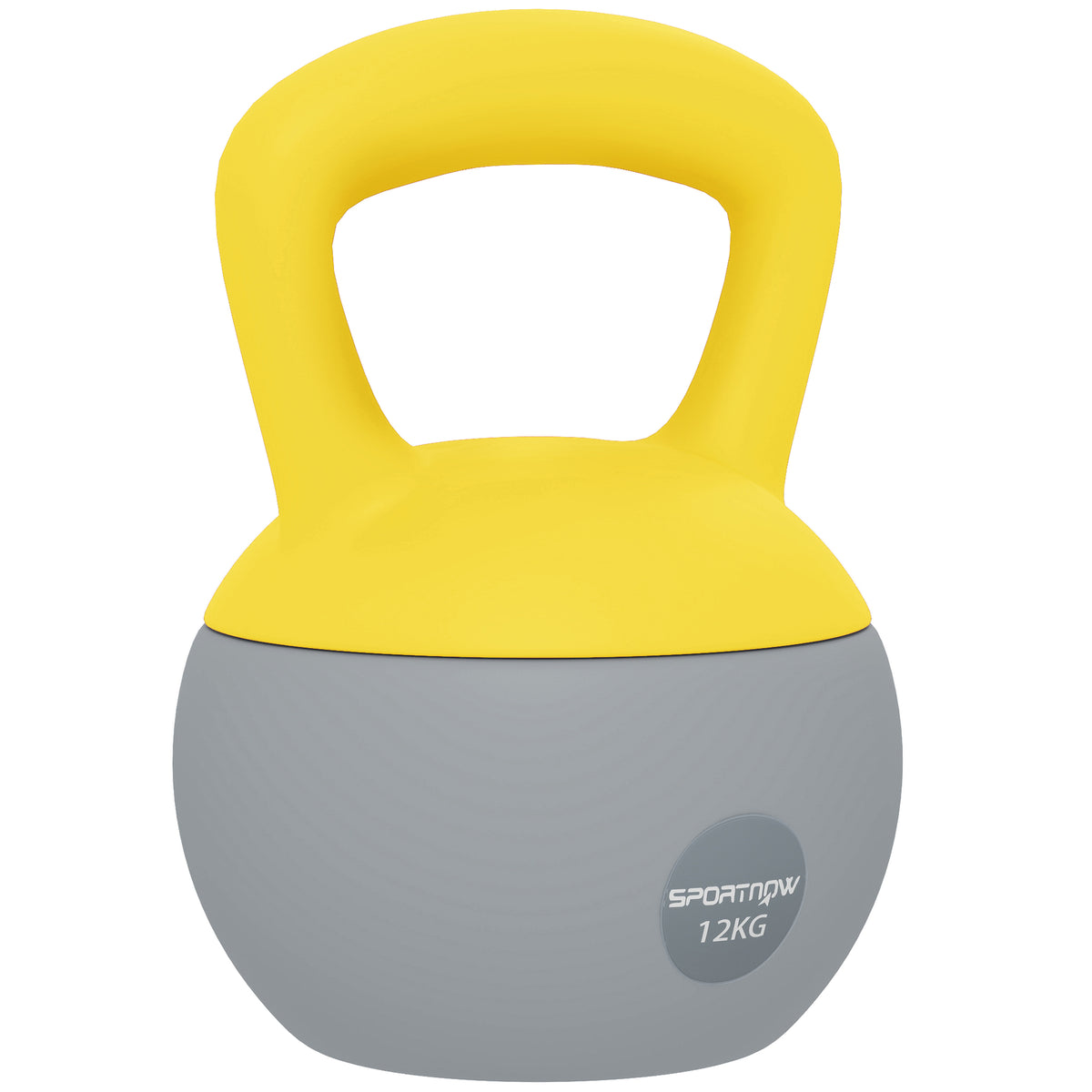 PURE 12KG Soft Kettlebell, Kettlebell with Non-Slip Handle for Home Gym, Weight Lifting, Strength Training, Yellow/Grey