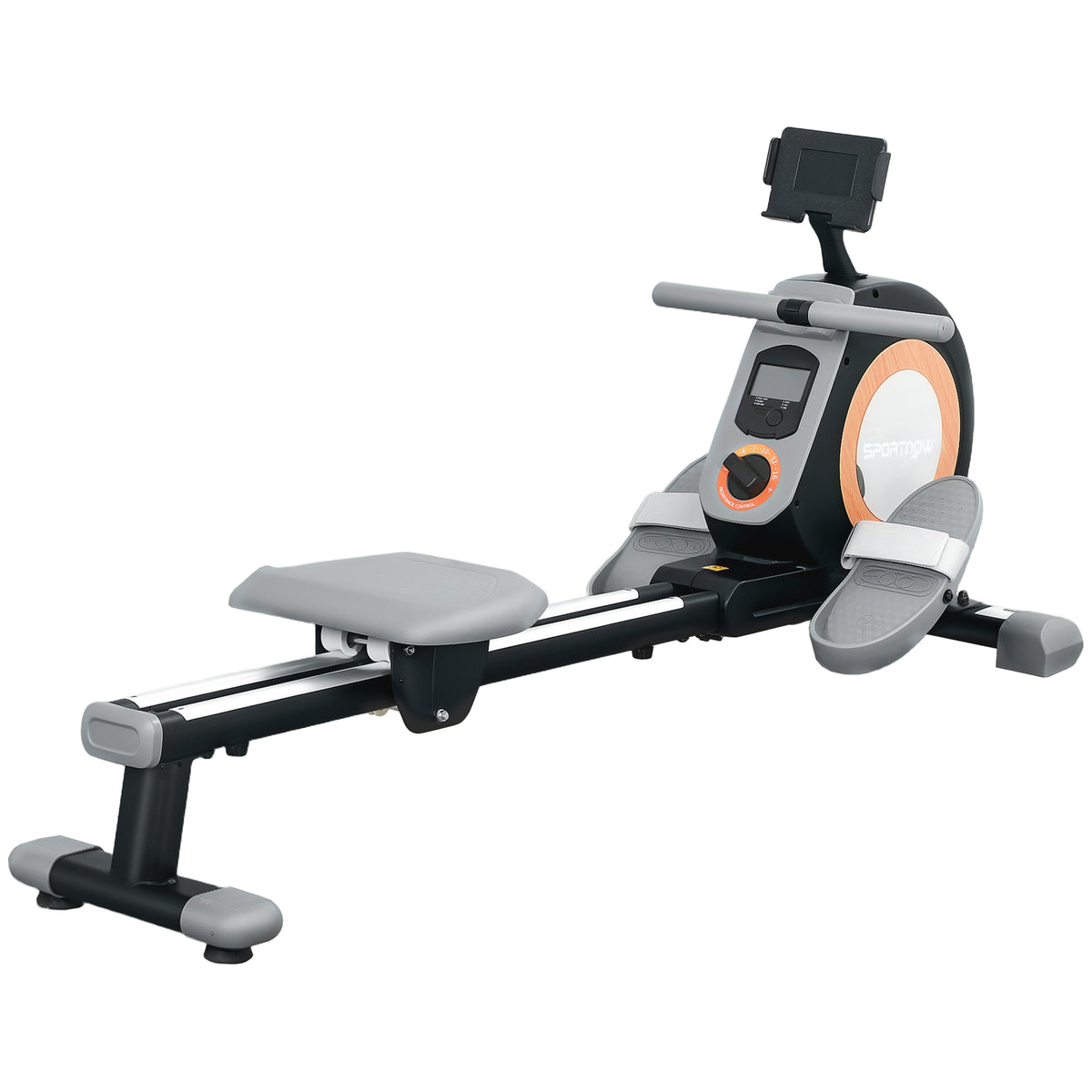 PURE Rowing Machine, 16-Level Magnetic Rower Machine with LCD Monitor and Phone Holder, Black