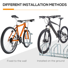 PURE Bike Stand Parking Rack Floor or Wall Mount Bicycle Cycle Storage Locking Stand 76L x 33W x 27H (3 Racks, Silver)