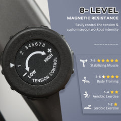 PURE Recumbent Exercise Bike Recovery Exerciser, 8-Level Magnetic Resistance Stationary Bike with Pad Holder, LCD Monitor, for Indoor Cardio Workout, Black