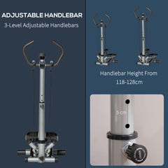 PURE Adjustable Twist Stepper Fitness Step Machine, LCD Screen, Height-Adjust Handlebars, Home Gym, Silver and Black