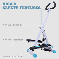 PURE Stepper w/ Handle Hand Grip Workout Fitness Machine For Fitness Aerobic Exercise Home Gym White
