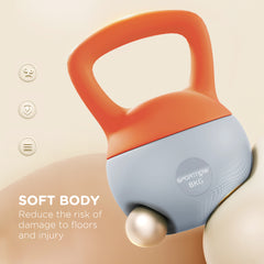 PURE 8KG Soft Kettlebell, Kettlebell with Non-Slip Handle for Home Gym, Weight Lifting, Strength Training, Orange/Grey