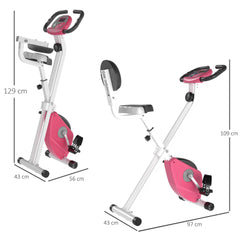 Magnetic Resistance Exercise Bike Foldable w/ LCD Monitor Adjustable Seat Heart Rate Monitors Foot Pads Home Office Fitness Training Workout