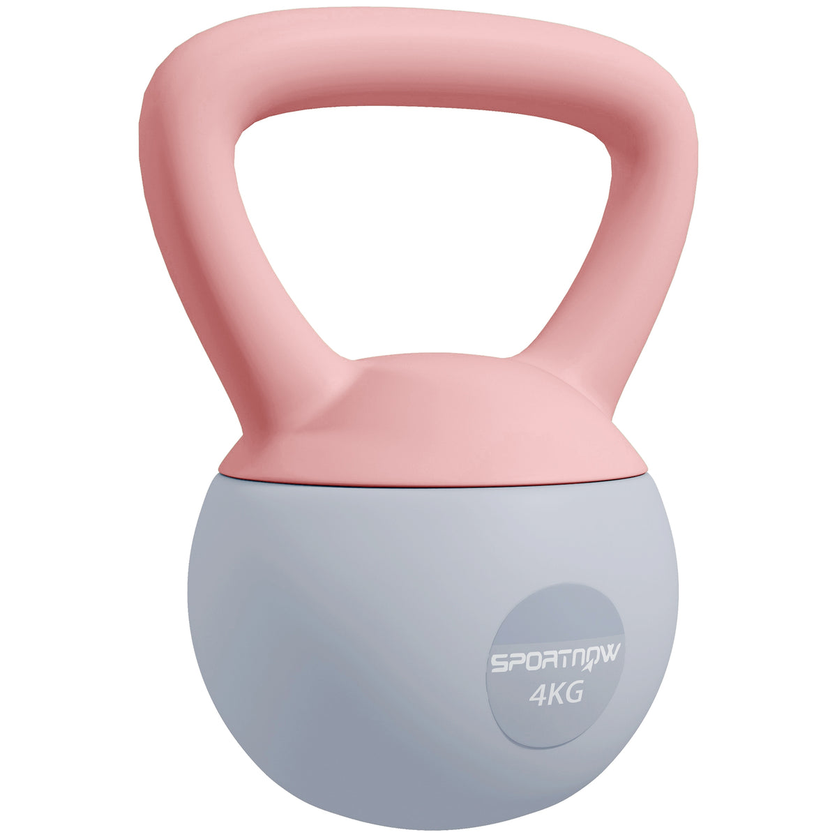 PURE 4KG Soft Kettlebell, Kettlebell with Non-Slip Handle for Home Gym, Weight Lifting, Strength Training, Pink/Grey