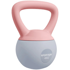 PURE 4KG Soft Kettlebell, Kettlebell with Non-Slip Handle for Home Gym, Weight Lifting, Strength Training, Pink/Grey