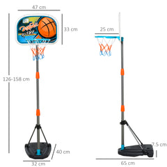 PURE Kids Basketball Hoop and Stand Portable Basketball Stand Set w/ Ball Pump Netting Backboard Adjustable Height from 126 cm to 158 cm